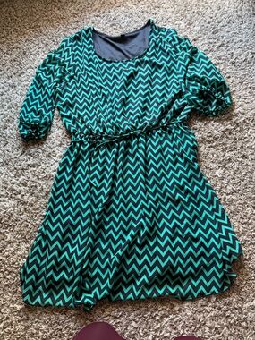 Espresso Green and Black Chevron Dress
